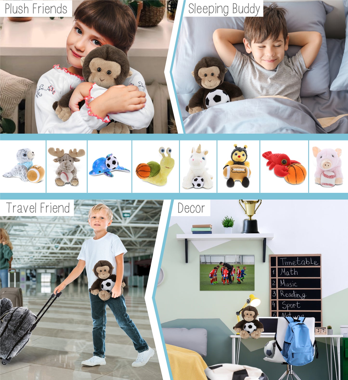 SUPER-SOFT PLUSH - MONKEY 9" WITH SOCCER PLUSH