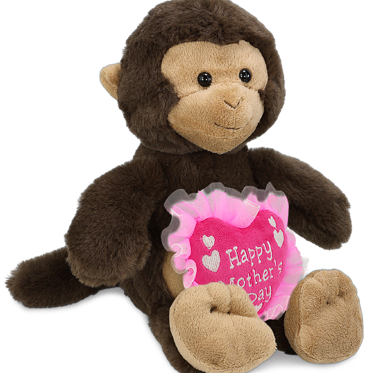 PLUSH MOTHERS DAY HEART - SUPER-SOFT PLUSH - MONKEY 9"