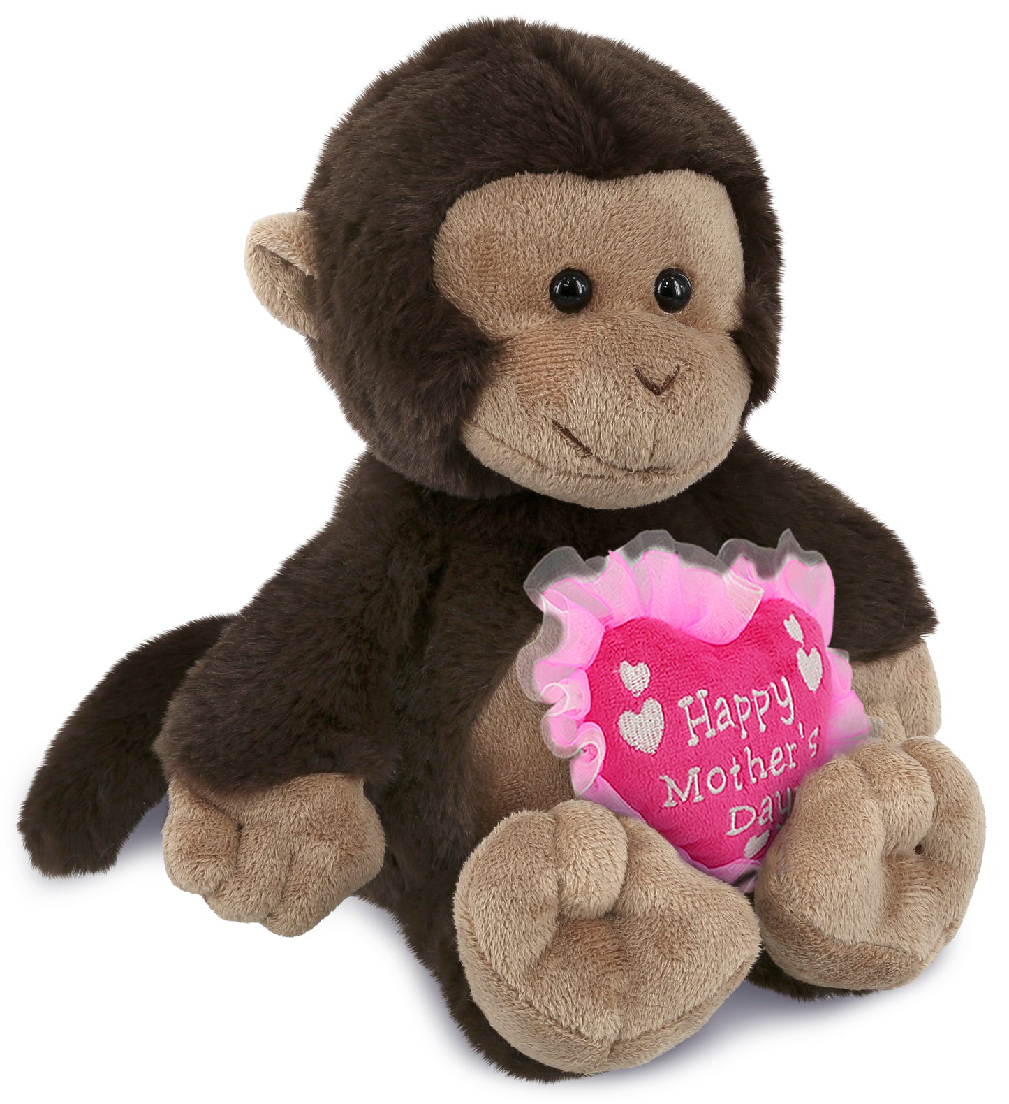 PLUSH MOTHERS DAY HEART - SUPER-SOFT PLUSH - MONKEY 9"