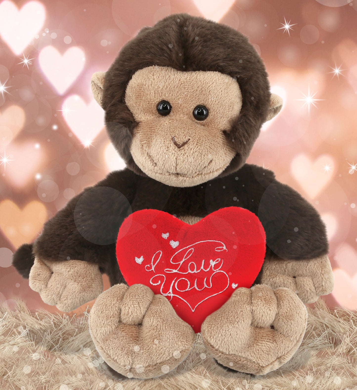 PLUSH I LOVE YOU RED HEART - SUPER-SOFT PLUSH - MONKEY 9"