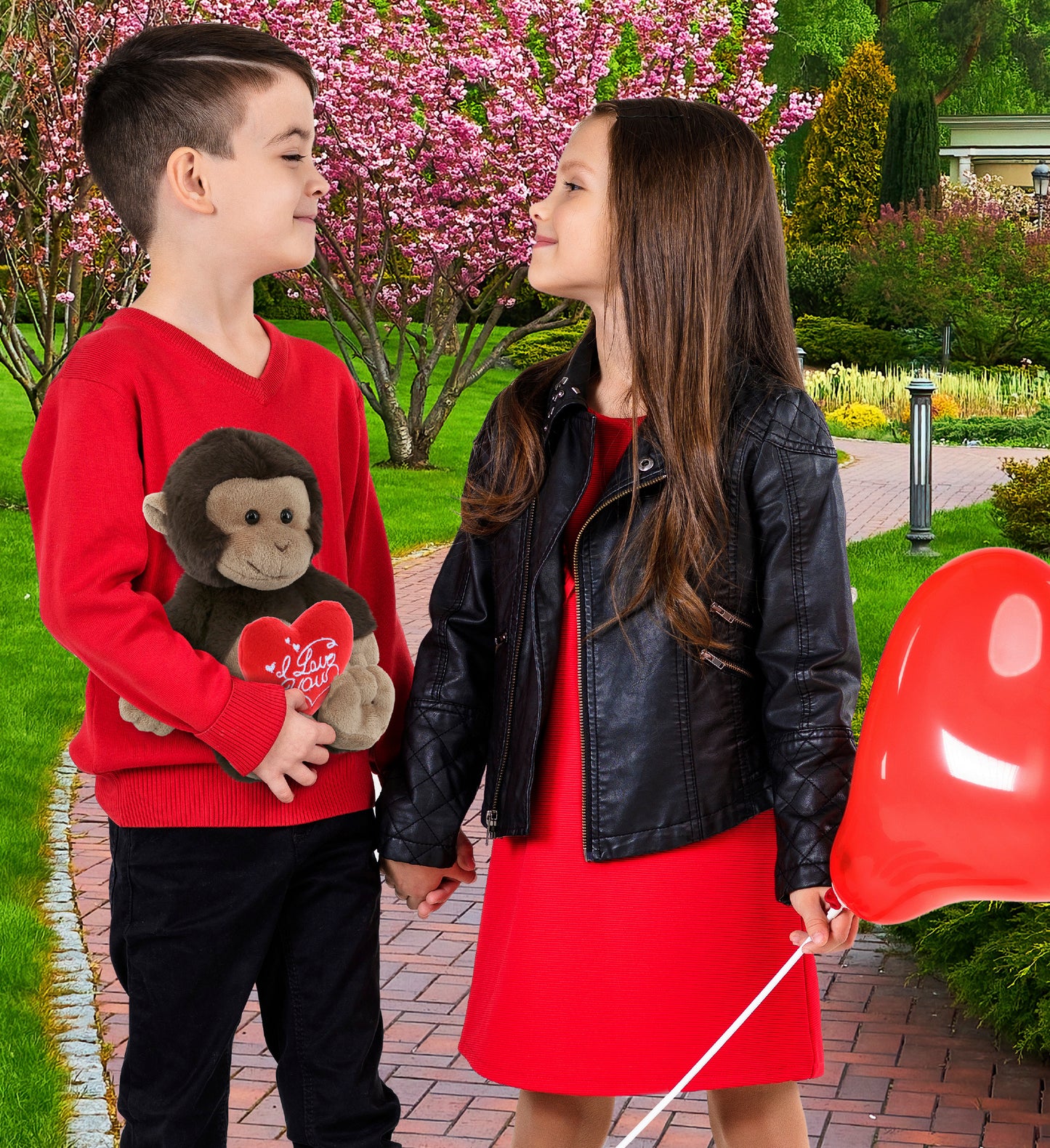 PLUSH I LOVE YOU RED HEART - SUPER-SOFT PLUSH - MONKEY 9"