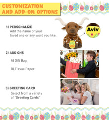 DolliBu Super Soft Floppy Longhorn with Yellow Easter Egg Plush - 10 Inches