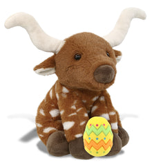DolliBu Super Soft Floppy Longhorn with Yellow Easter Egg Plush - 10 Inches