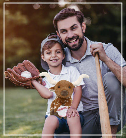 SUPER SOFT PLUSH - FLOPPY LONGHORN 10" WITH BASEBALL PLUSH