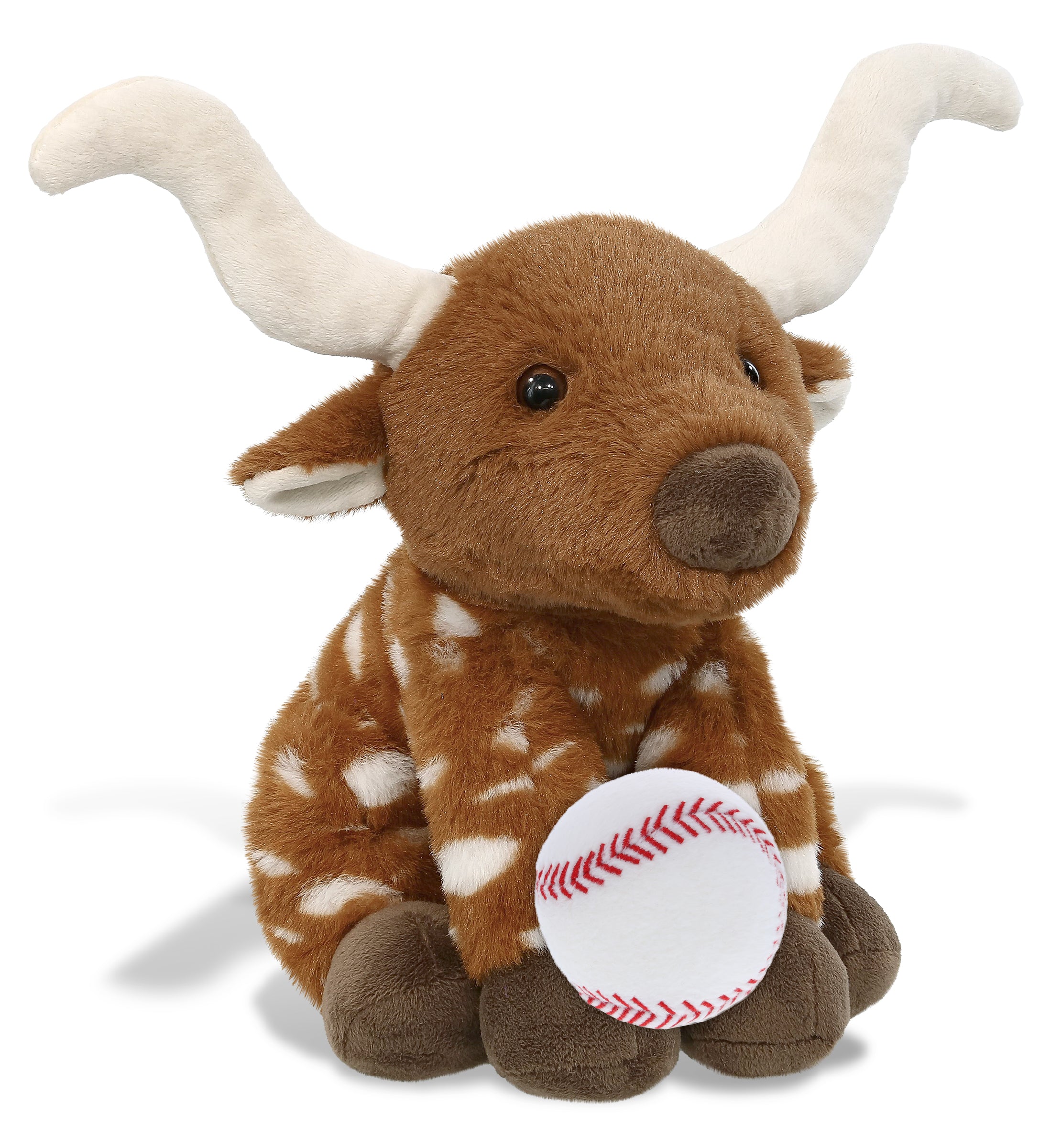 SUPER SOFT PLUSH - FLOPPY LONGHORN 10" WITH BASEBALL PLUSH