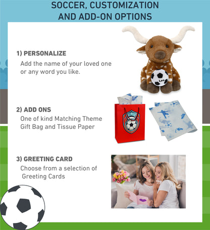 SUPER SOFT PLUSH - FLOPPY LONGHORN 10" WITH SOCCER PLUSH