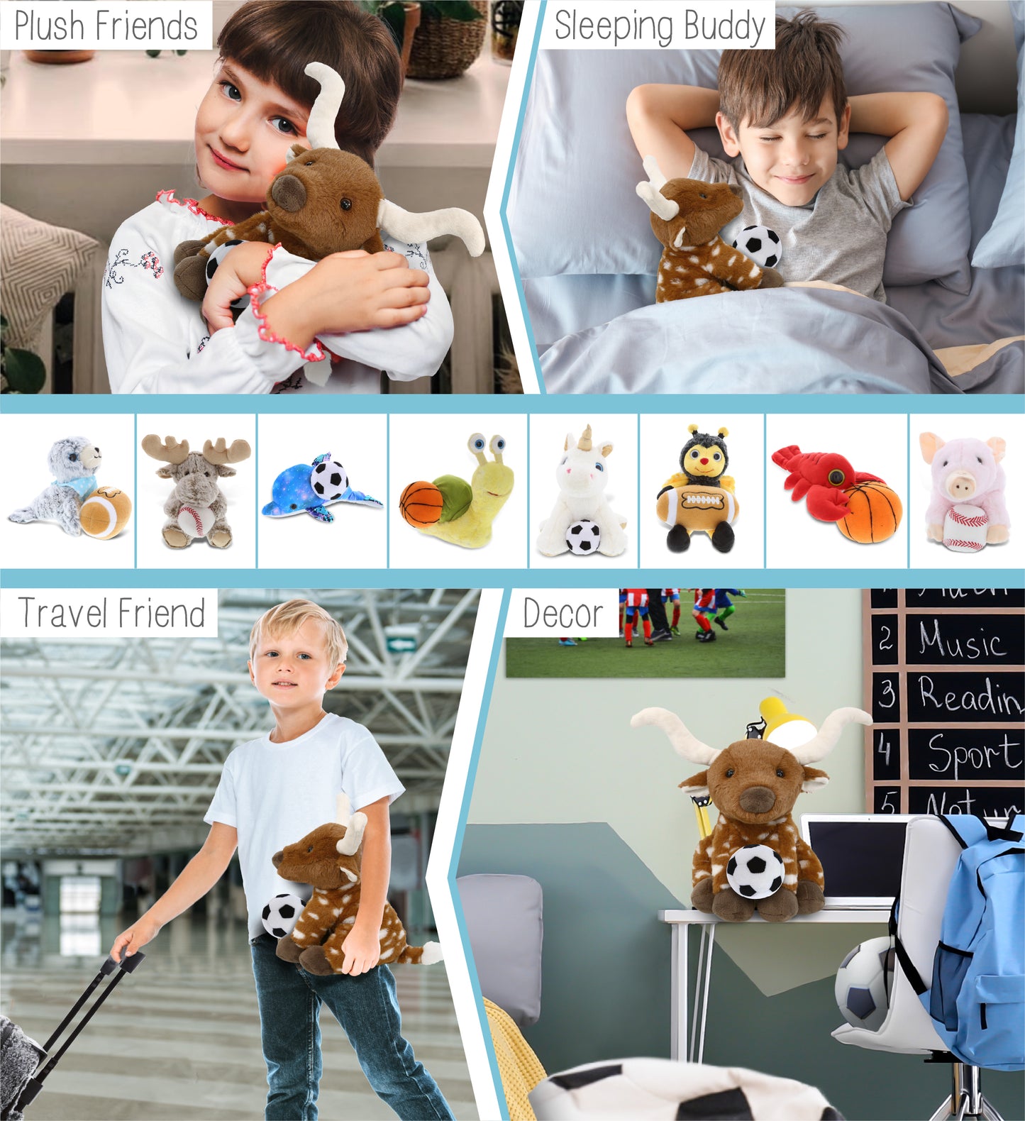 SUPER SOFT PLUSH - FLOPPY LONGHORN 10" WITH SOCCER PLUSH