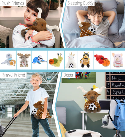 SUPER SOFT PLUSH - FLOPPY LONGHORN 10" WITH SOCCER PLUSH