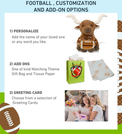 SUPER SOFT PLUSH - FLOPPY LONGHORN 10" WITH FOOTBALL PLUSH