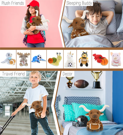 SUPER SOFT PLUSH - FLOPPY LONGHORN 10" WITH FOOTBALL PLUSH