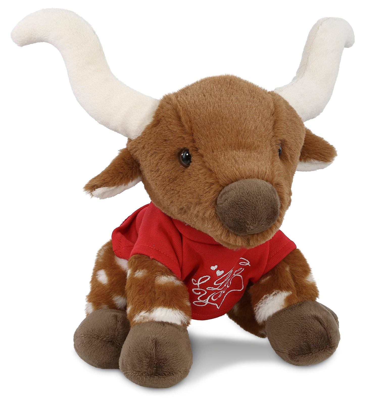 PLUSH I LOVE YOU RED SHIRT- SUPER SOFT PLUSH - FLOPPY LONGHORN 10"