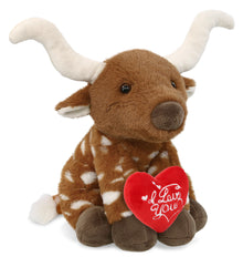 PLUSH I LOVE YOU RED HEART - SUPER SOFT PLUSH - FLOPPY LONGHORN 10"