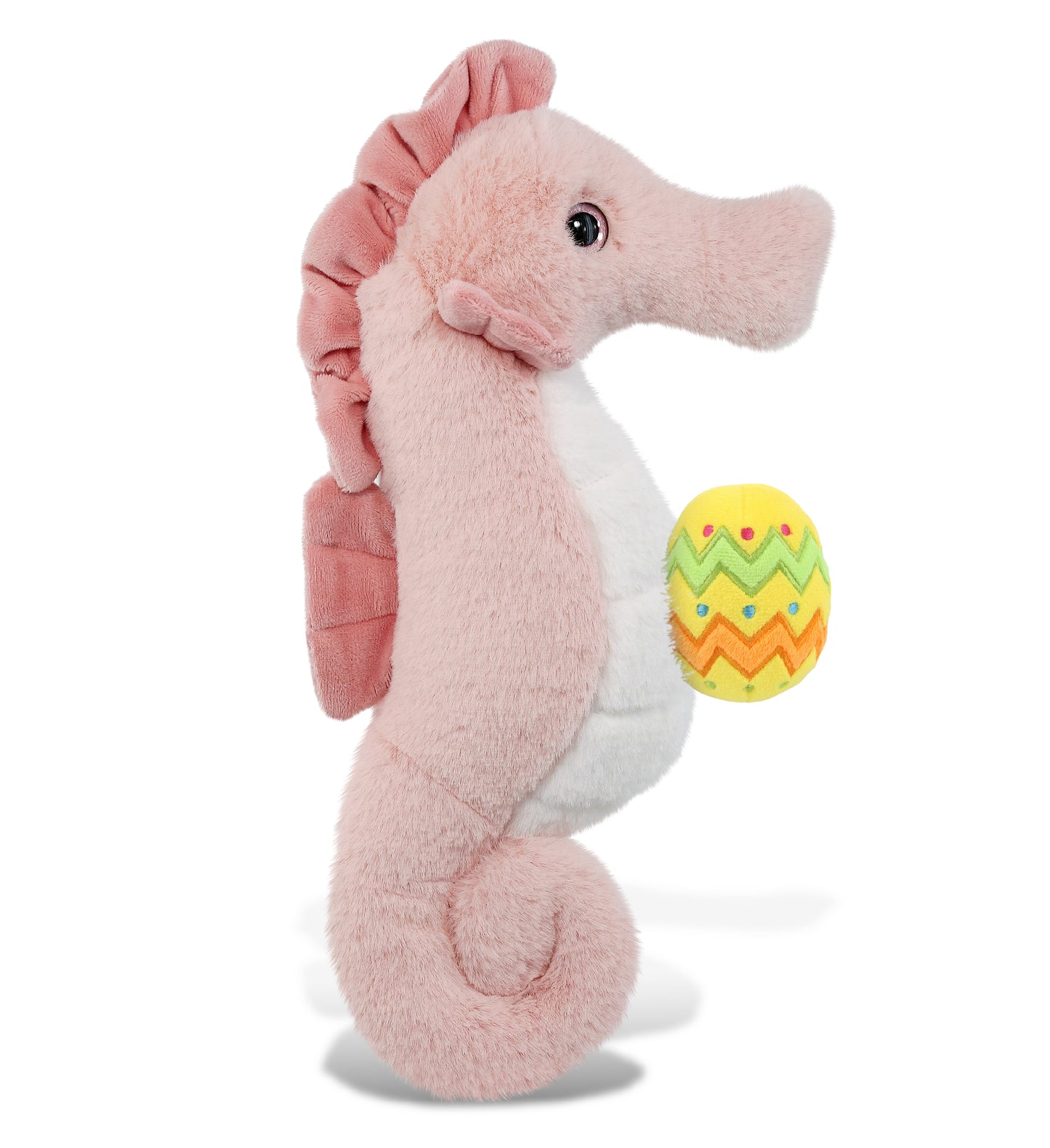 DolliBu Super Soft Cute Rose Seahorse with Yellow Easter Egg Plush - 12 Inches