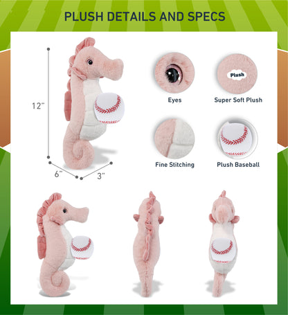 SUPER-SOFT PLUSH - ROSE SEAHORSE 12" WITH BASEBALL PLUSH
