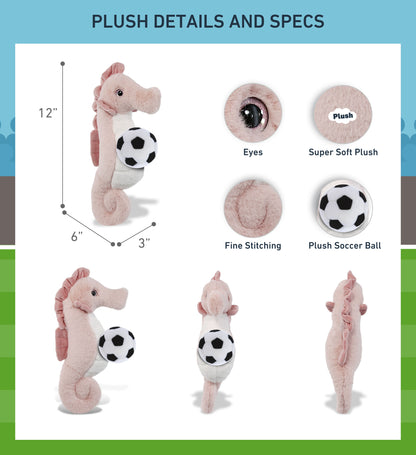 SUPER-SOFT PLUSH - ROSE SEAHORSE 12" WITH SOCCER PLUSH