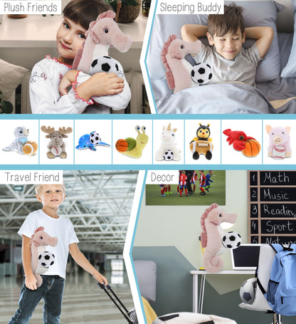 SUPER-SOFT PLUSH - ROSE SEAHORSE 12" WITH SOCCER PLUSH
