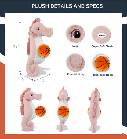 SUPER-SOFT PLUSH - ROSE SEAHORSE 12" WITH BASKETBALL PLUSH