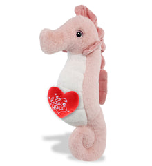 PLUSH I LOVE YOU RED HEART - SUPER-SOFT PLUSH - ROSE SEAHORSE 12"