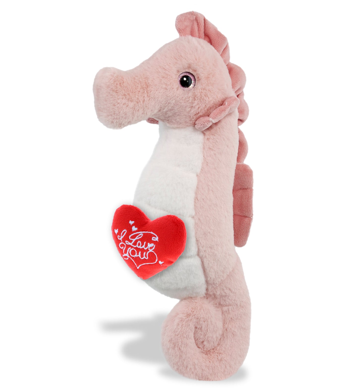 PLUSH I LOVE YOU RED HEART - SUPER-SOFT PLUSH - ROSE SEAHORSE 12"