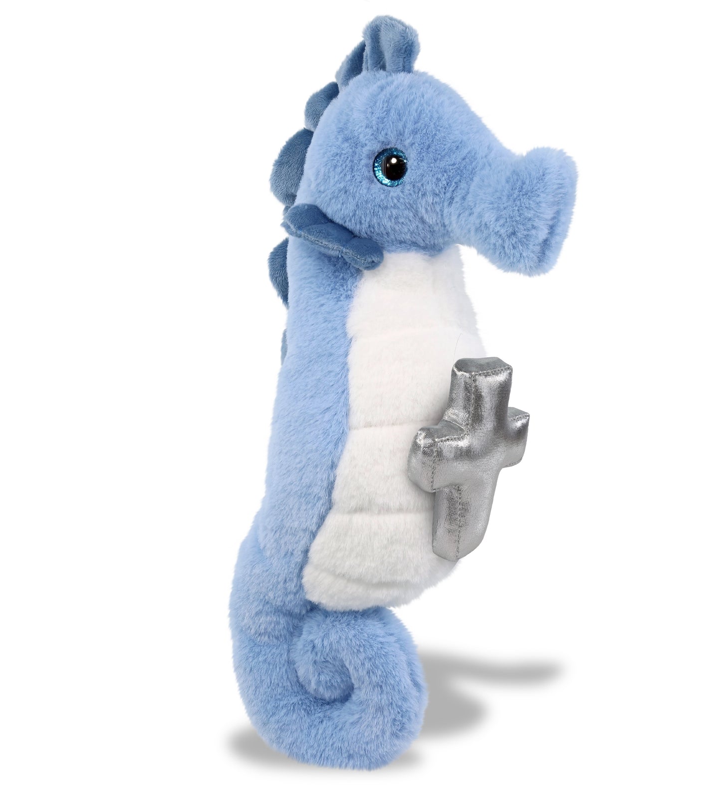 PLUSH CROSS - SUPER-SOFT PLUSH - BLUE SEAHORSE 12"
