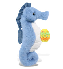DolliBu Super Soft Cute Blue Seahorse with Yellow Easter Egg Plush - 12 Inches