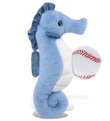 SUPER-SOFT PLUSH - BLUE SEAHORSE 12" WITH BASEBALL PLUSH