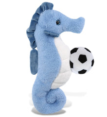 SUPER-SOFT PLUSH - BLUE SEAHORSE 12" WITH SOCCER PLUSH