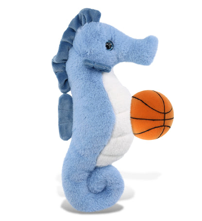 SUPER-SOFT PLUSH - BLUE SEAHORSE 12" WITH BASKETBALL PLUSH