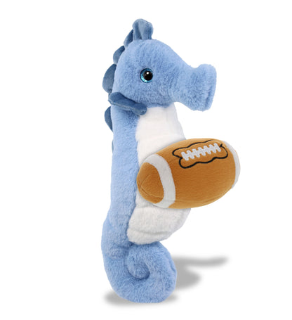 SUPER-SOFT PLUSH - BLUE SEAHORSE 12" WITH FOOTBALL PLUSH