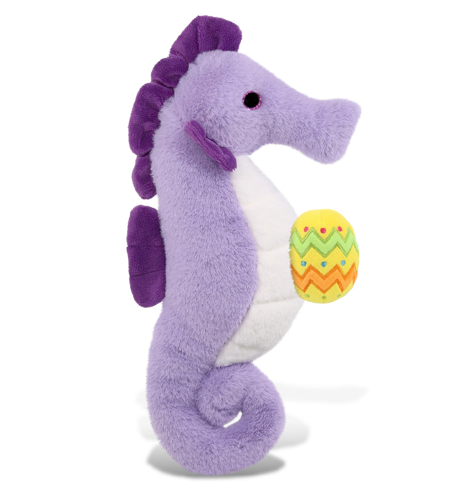 DolliBu Super Soft Purple Seahorse with Yellow Easter Egg Plush - 12 Inches