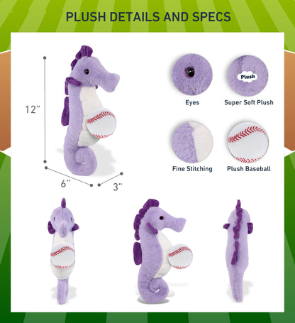 SUPER-SOFT PLUSH - PURPLE SEAHORSE 12" WITH BASEBALL PLUSH