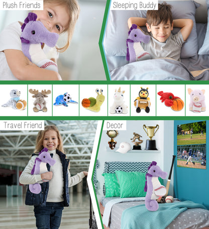SUPER-SOFT PLUSH - PURPLE SEAHORSE 12" WITH BASEBALL PLUSH
