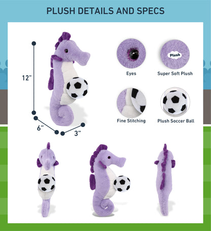 SUPER-SOFT PLUSH - PURPLE SEAHORSE 12" WITH SOCCER PLUSH