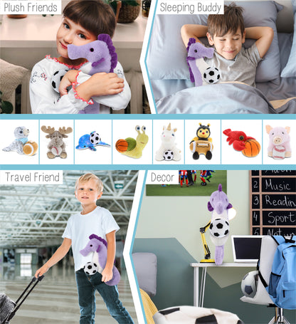 SUPER-SOFT PLUSH - PURPLE SEAHORSE 12" WITH SOCCER PLUSH