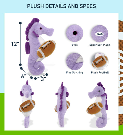 SUPER-SOFT PLUSH - PURPLE SEAHORSE 12" WITH FOOTBALL PLUSH