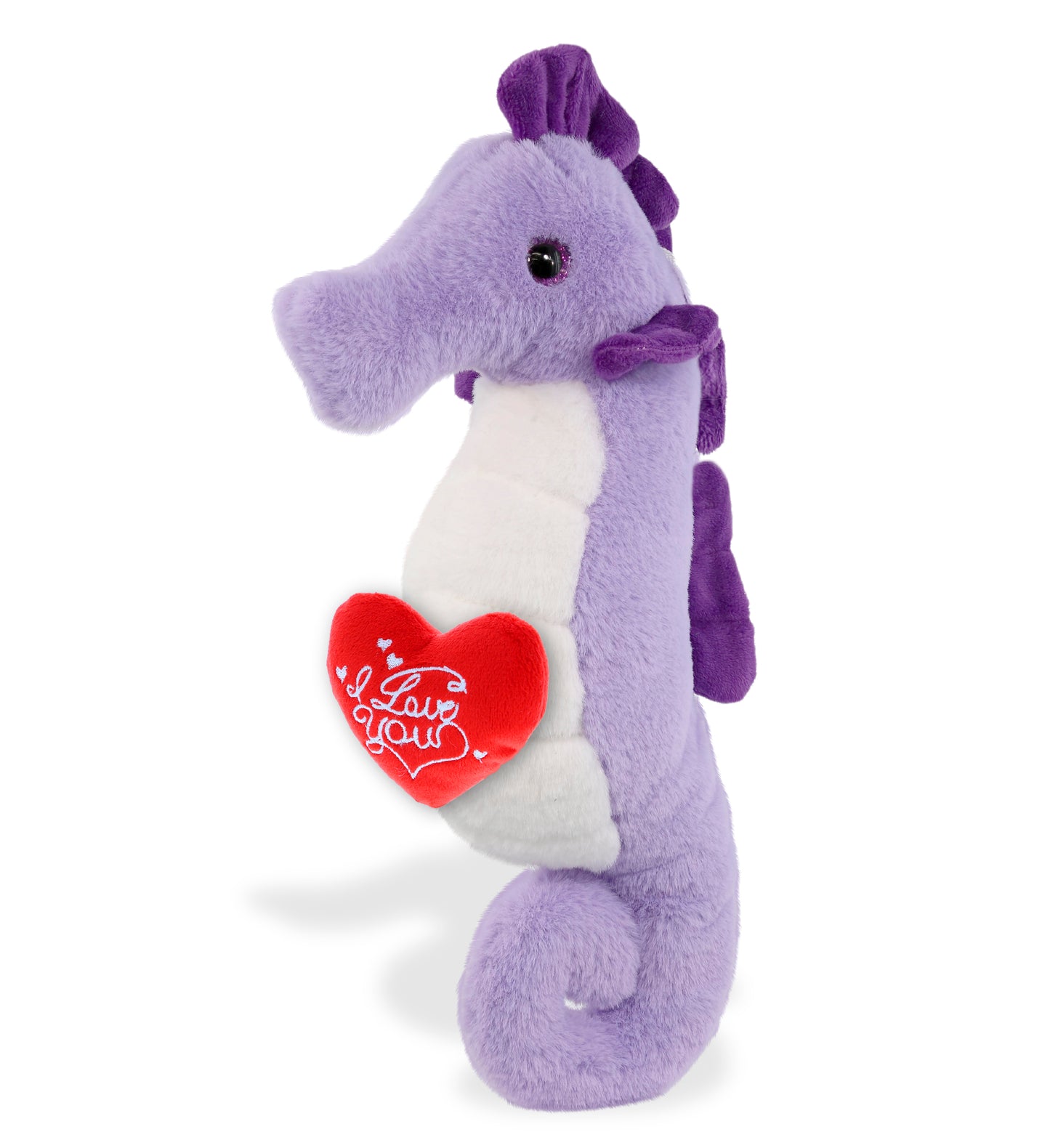 PLUSH I LOVE YOU RED HEART - SUPER-SOFT PLUSH - PURPLE SEAHORSE 12"
