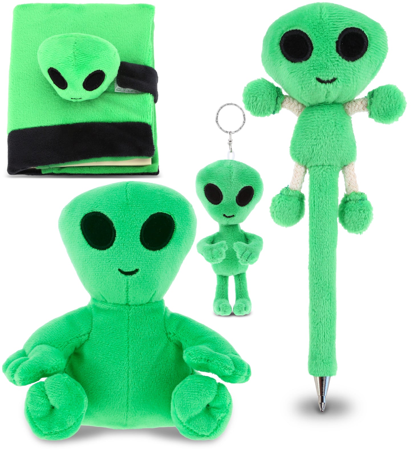 Plush -  Alien Plush Notebook, Pen, Keychain, and Plush Figure - Set of 4