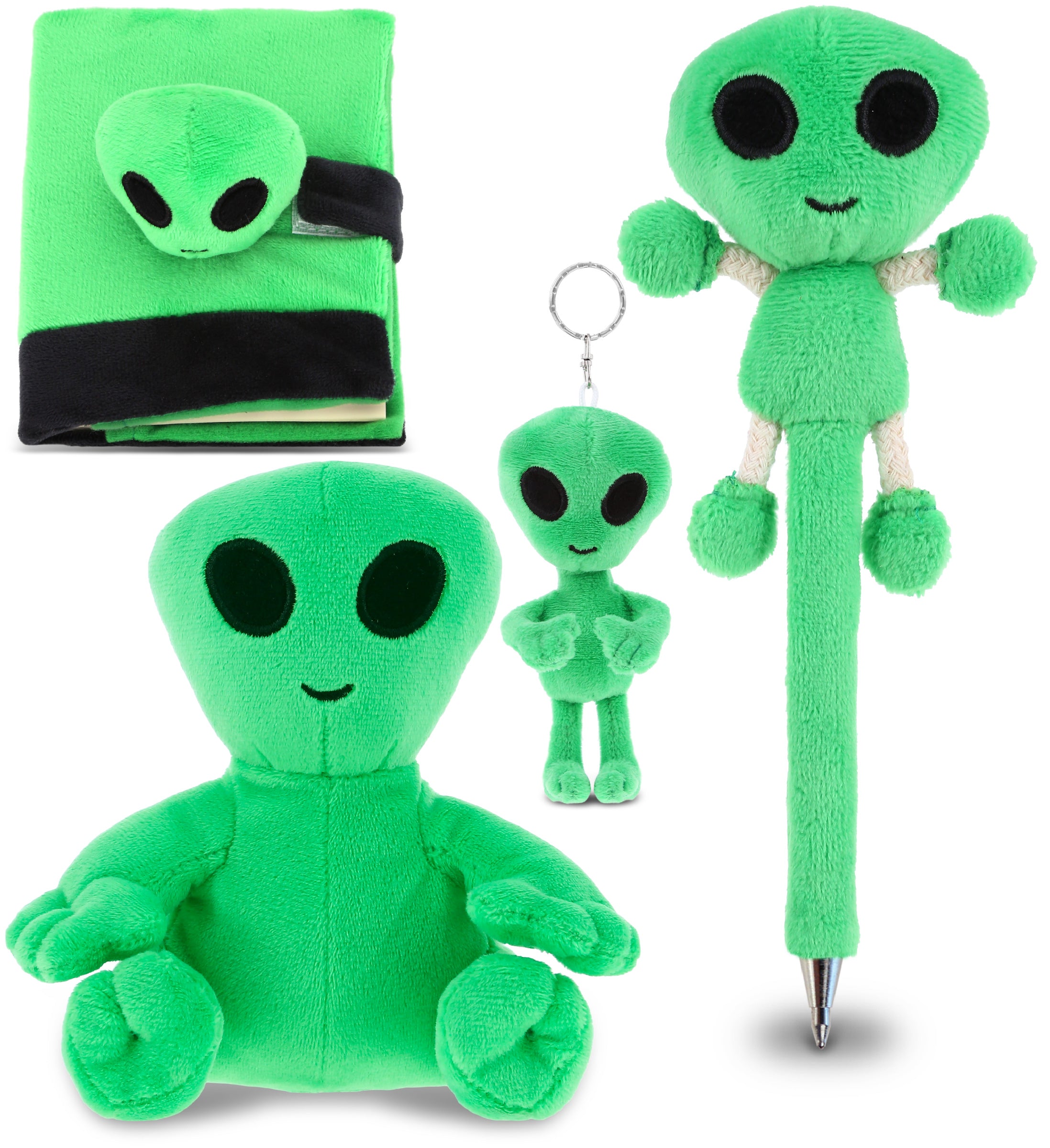 Plush -  Alien Plush Notebook, Pen, Keychain, and Plush Figure - Set of 4