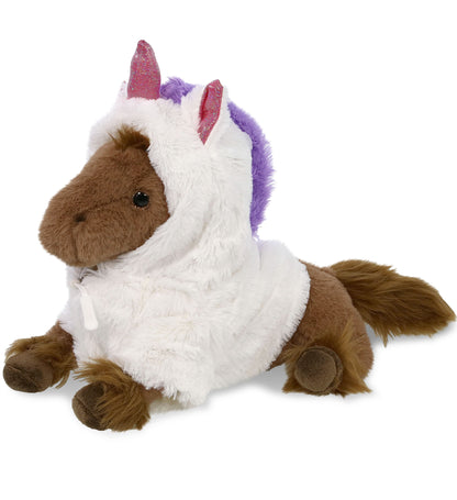 SUPER-SOFT PLUSH - FANCY LAYING BROWN HORSE 10" WITH UNICORN DRESS UP