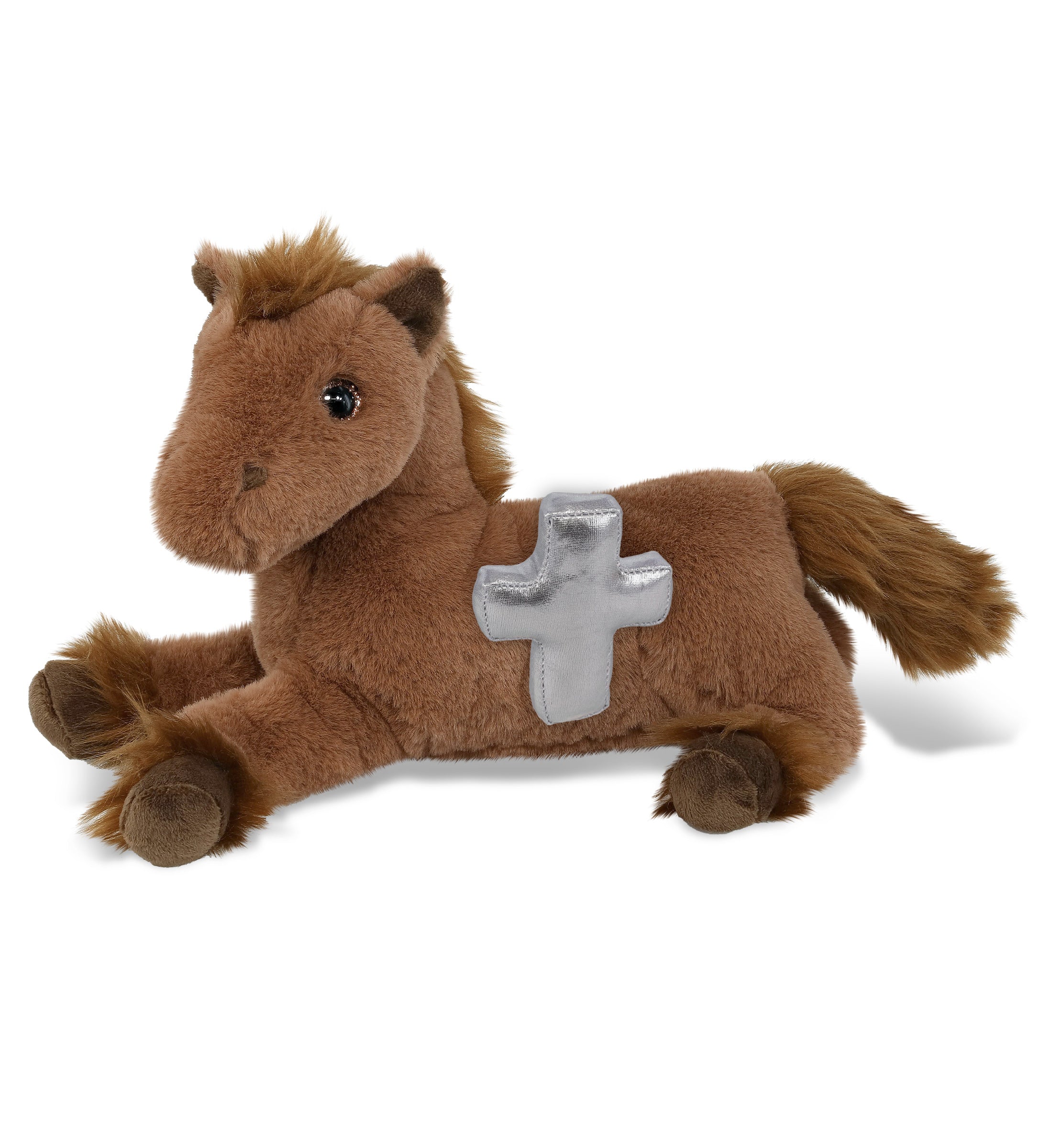PLUSH CROSS - SUPER-SOFT PLUSH - FANCY LAYING BROWN HORSE 10"
