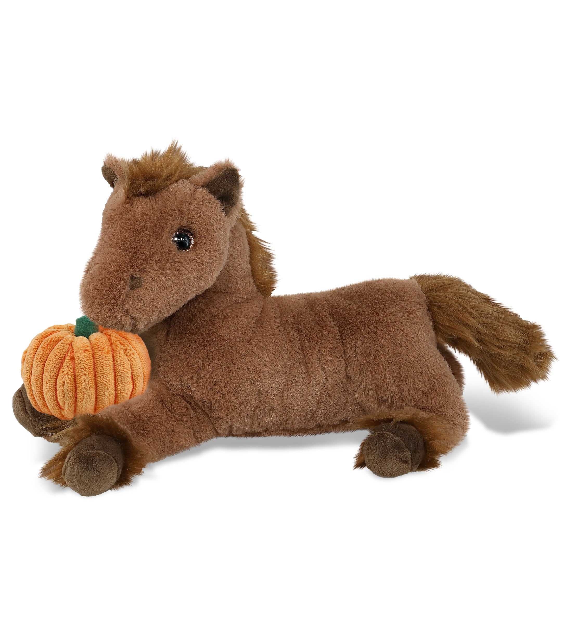 PLUSH PUMPKIN - SUPER-SOFT PLUSH - FANCY LAYING BROWN HORSE 10"