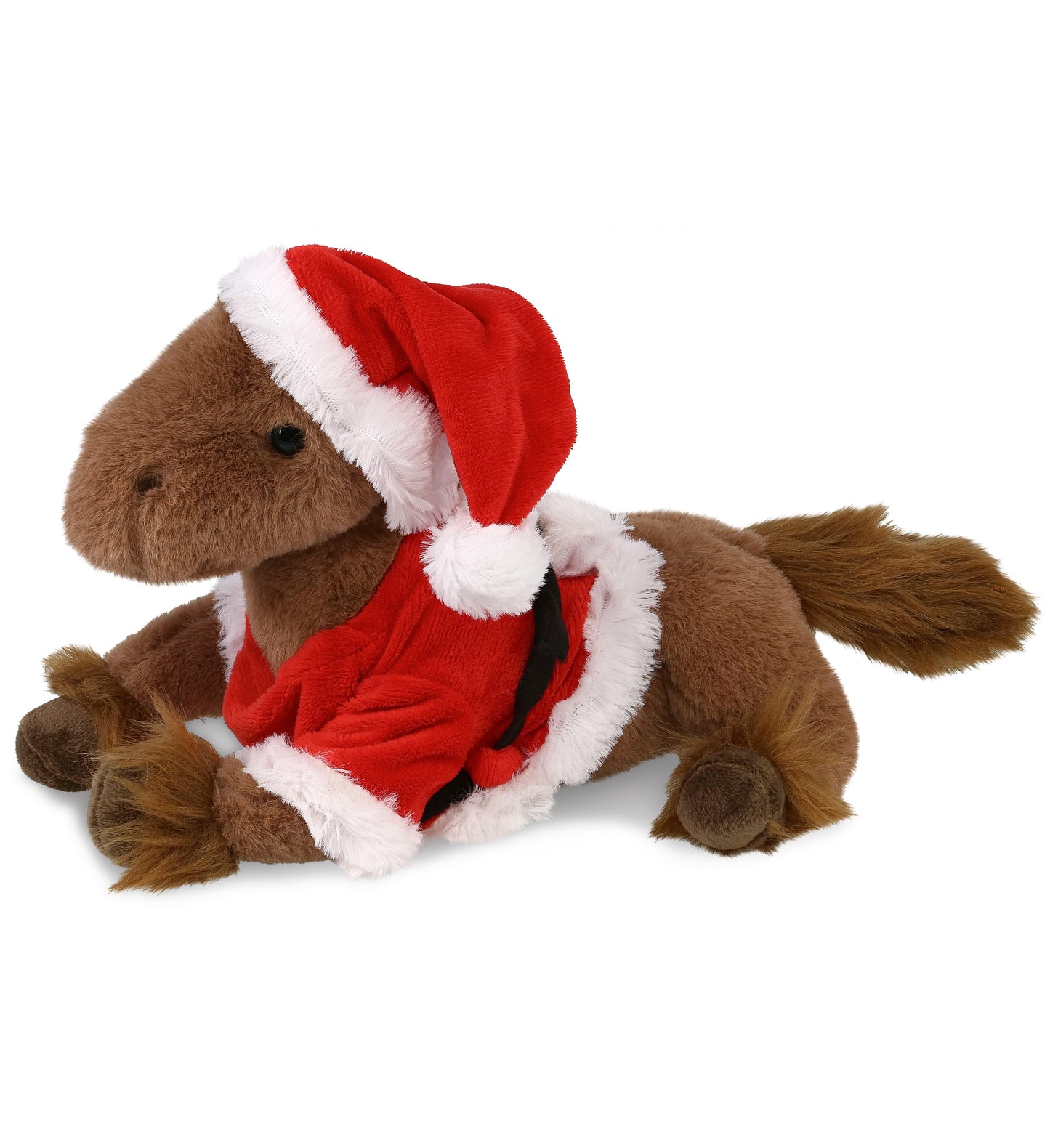 PLUSH SANTA - SUPER-SOFT PLUSH - FANCY LAYING BROWN HORSE 10"