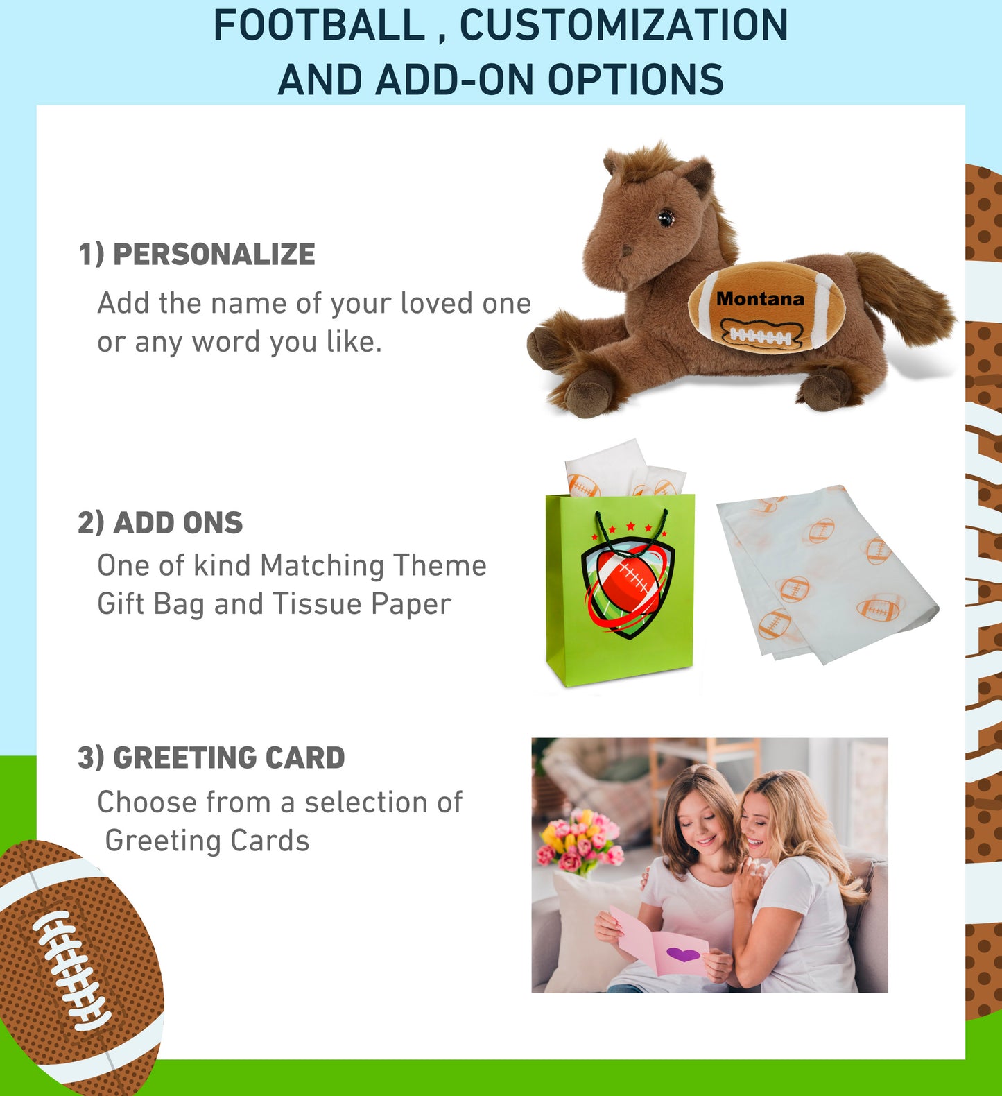 SUPER-SOFT PLUSH - FANCY LAYING BROWN HORSE 10" WITH FOOTBALL PLUSH