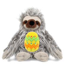 DolliBu Super Soft Cute Grey Sloth with Yellow Easter Egg Plush - 7 Inches