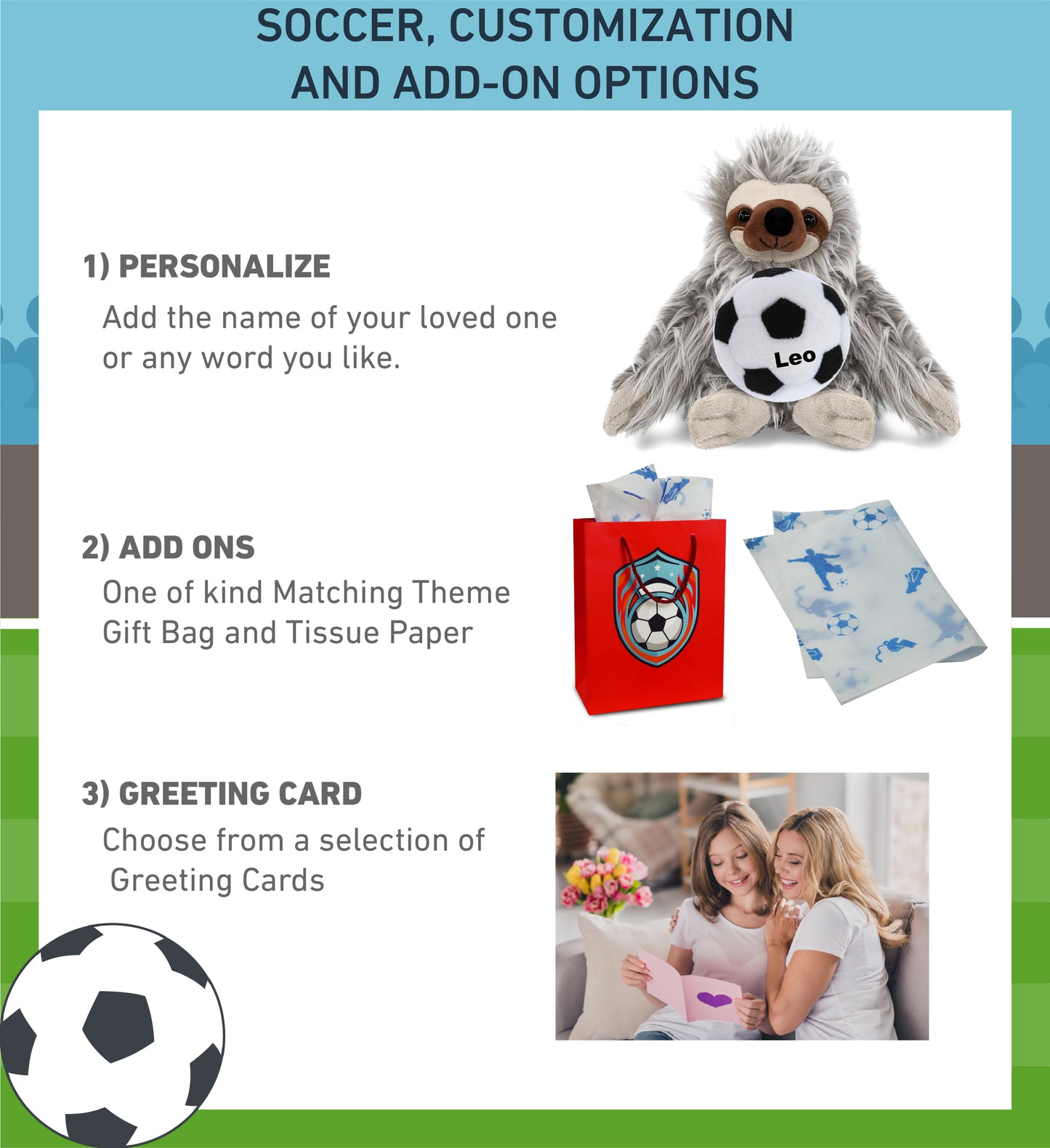 SUPER-SOFT PLUSH - GREY SLOTH 7" WITH SOCCER PLUSH