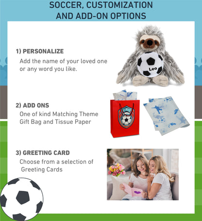 SUPER-SOFT PLUSH - GREY SLOTH 7" WITH SOCCER PLUSH