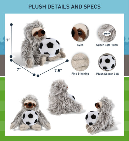 SUPER-SOFT PLUSH - GREY SLOTH 7" WITH SOCCER PLUSH