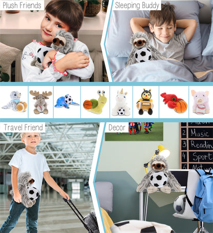 SUPER-SOFT PLUSH - GREY SLOTH 7" WITH SOCCER PLUSH