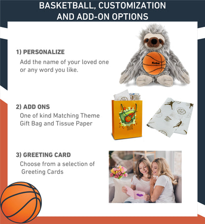 SUPER-SOFT PLUSH - GREY SLOTH 7" WITH BASKETBALL PLUSH