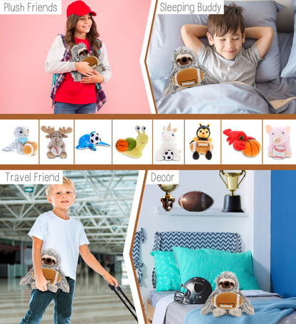 SUPER-SOFT PLUSH - GREY SLOTH 7" WITH FOOTBALL PLUSH